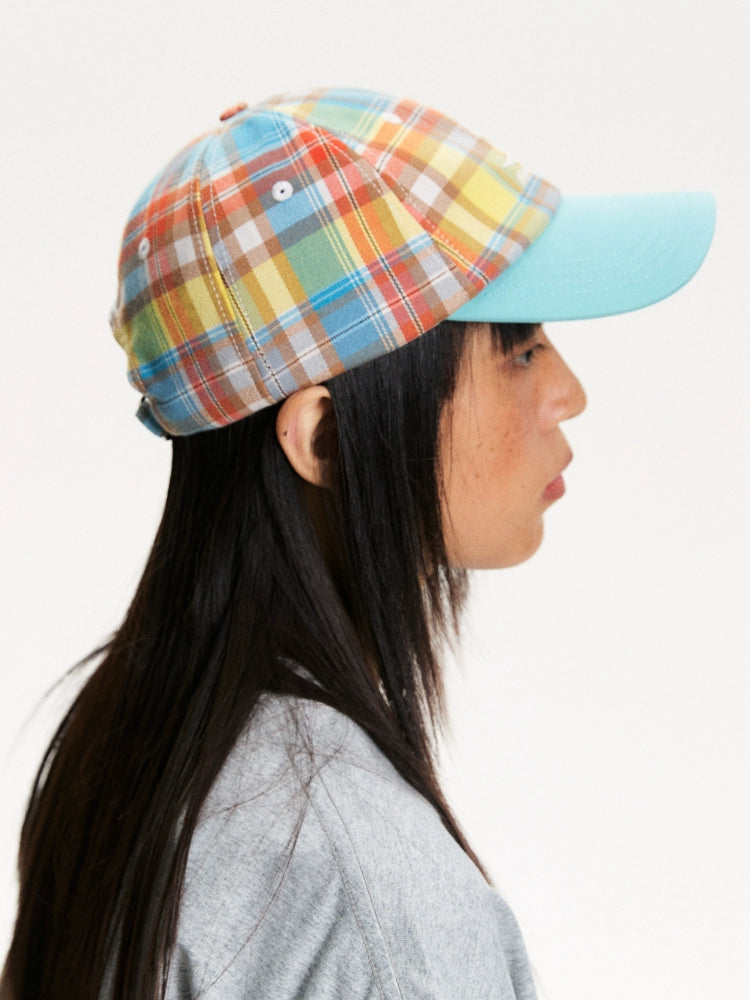 NewJNXS Retro Plaid Color Matching Logo Baseball Cap