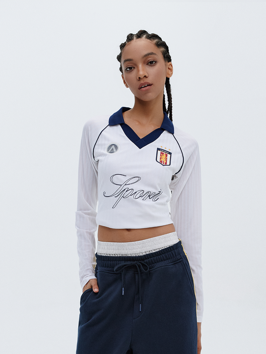 ATRY Badge Typesetting Webbing V-neck Long Sleeve