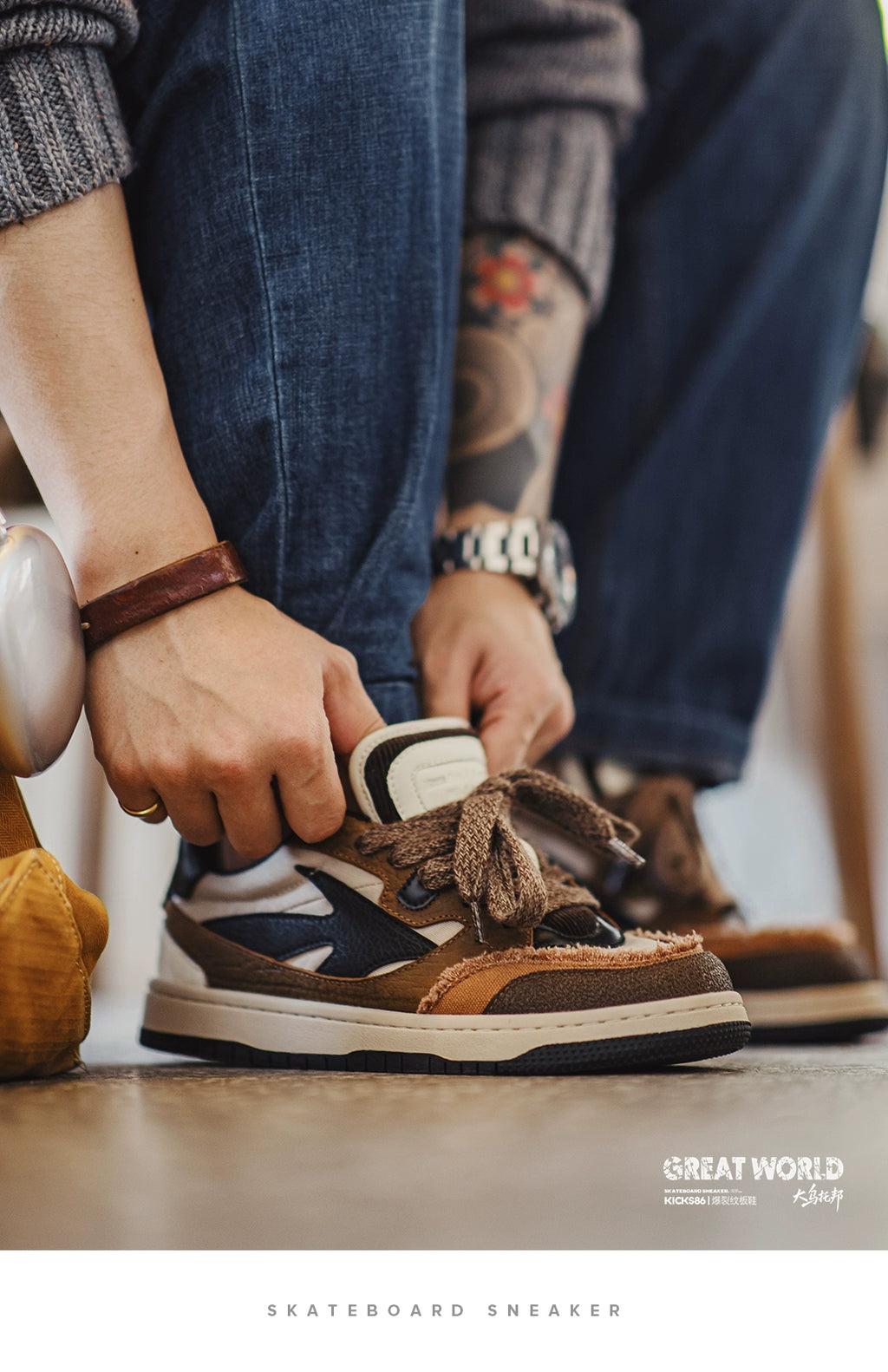 Maden Casual Soft-soled Retro Deconstruction Board Shoes