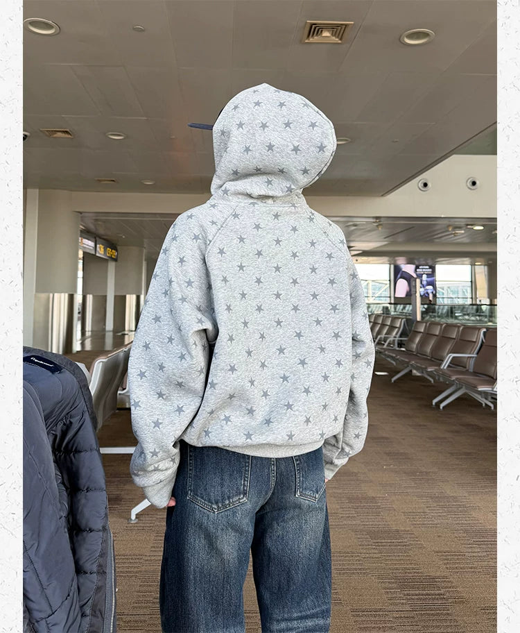 CCYE Star Full Printed Fleece Hooded Shoulder Sweater Jacket