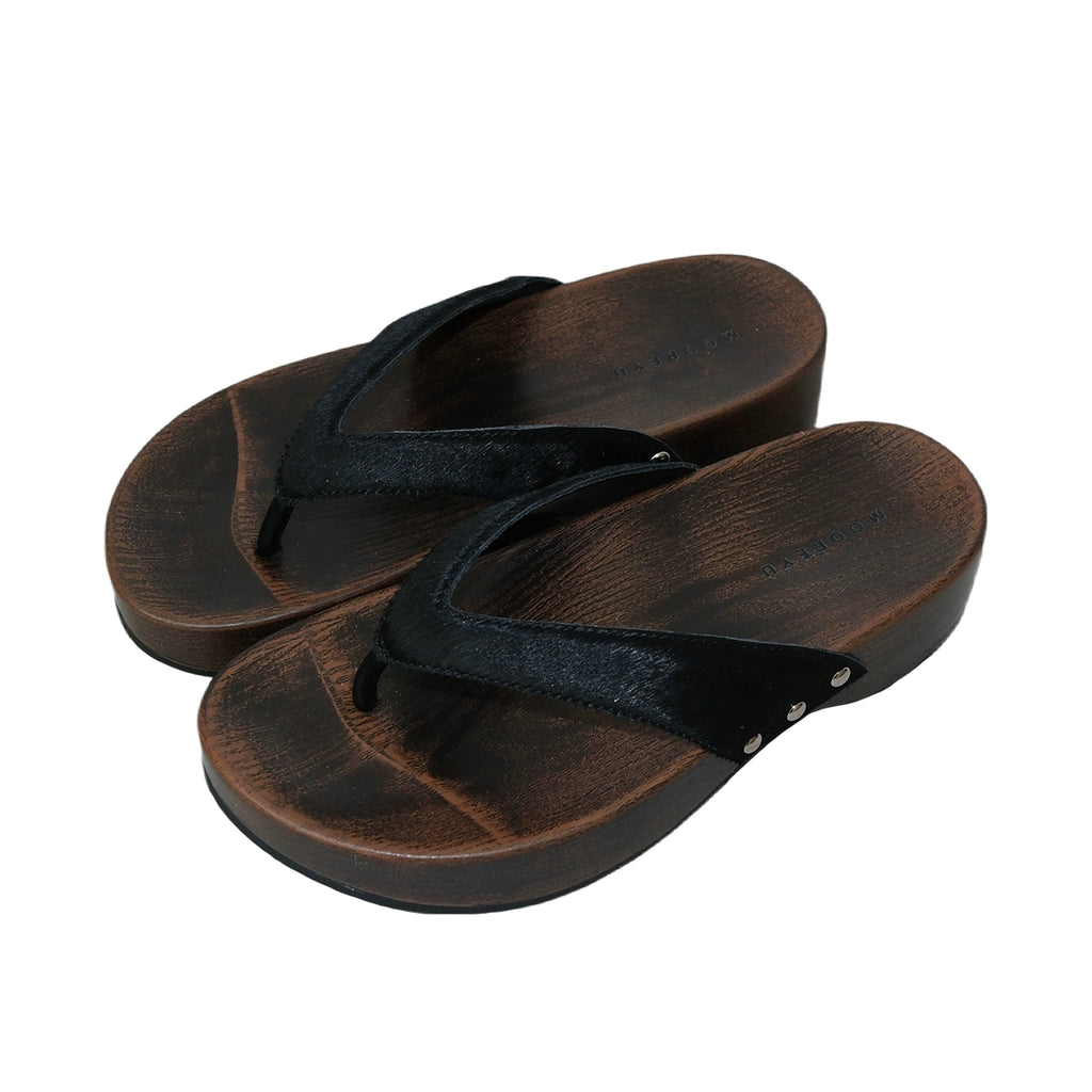 Mooreyu Thick Bottom Slope Heel Wood Bottom Versatile Vintage Slippers