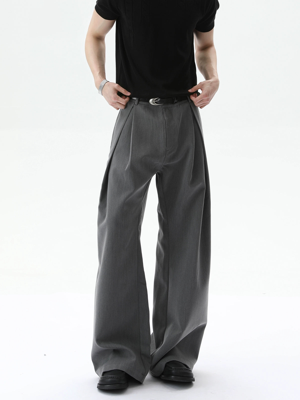 TURNTIDE Three-dimensional A-shaped Double-pleated Scimitar Trousers