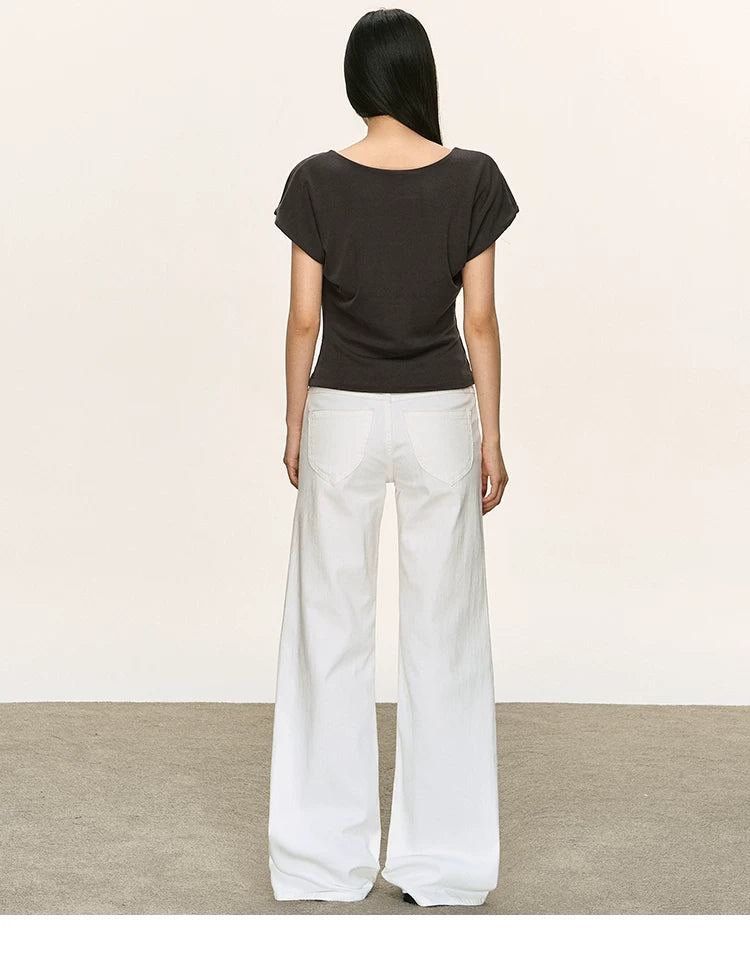 Anna Aneae Swinging Neck Kink V Neck Slim Slim Tee