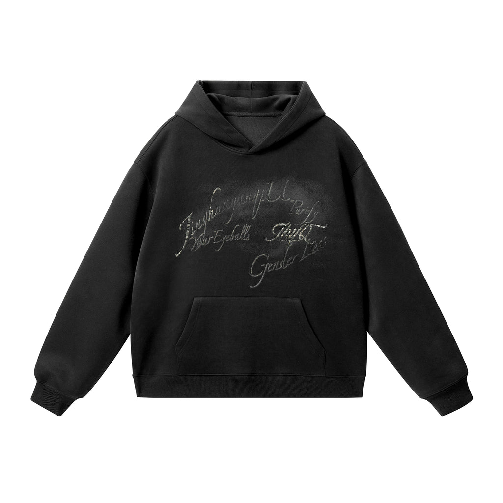 JHYQ Retro Letter Print Hooded Sweater