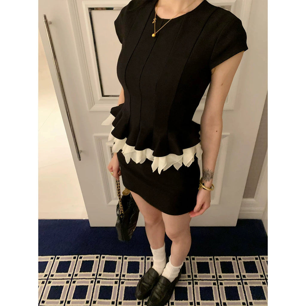 YOUNG KYLIN Lace Hem Tee Skirt Set