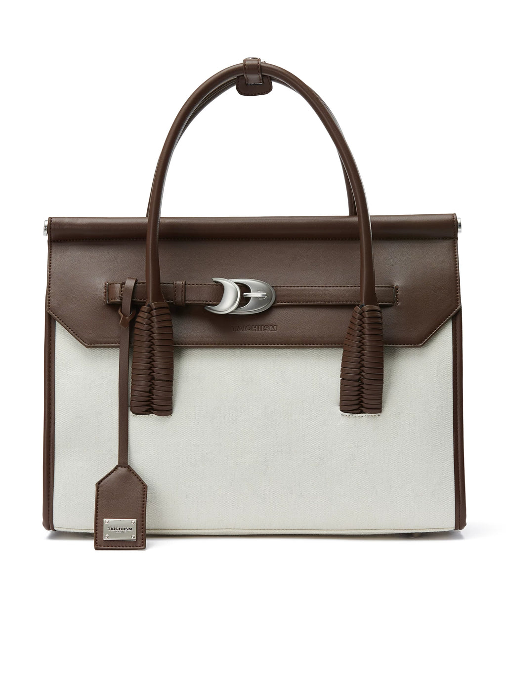 TAICHIISM Vintage Spliced Leather Crossbody Hand-held Birkin Canvas Bag