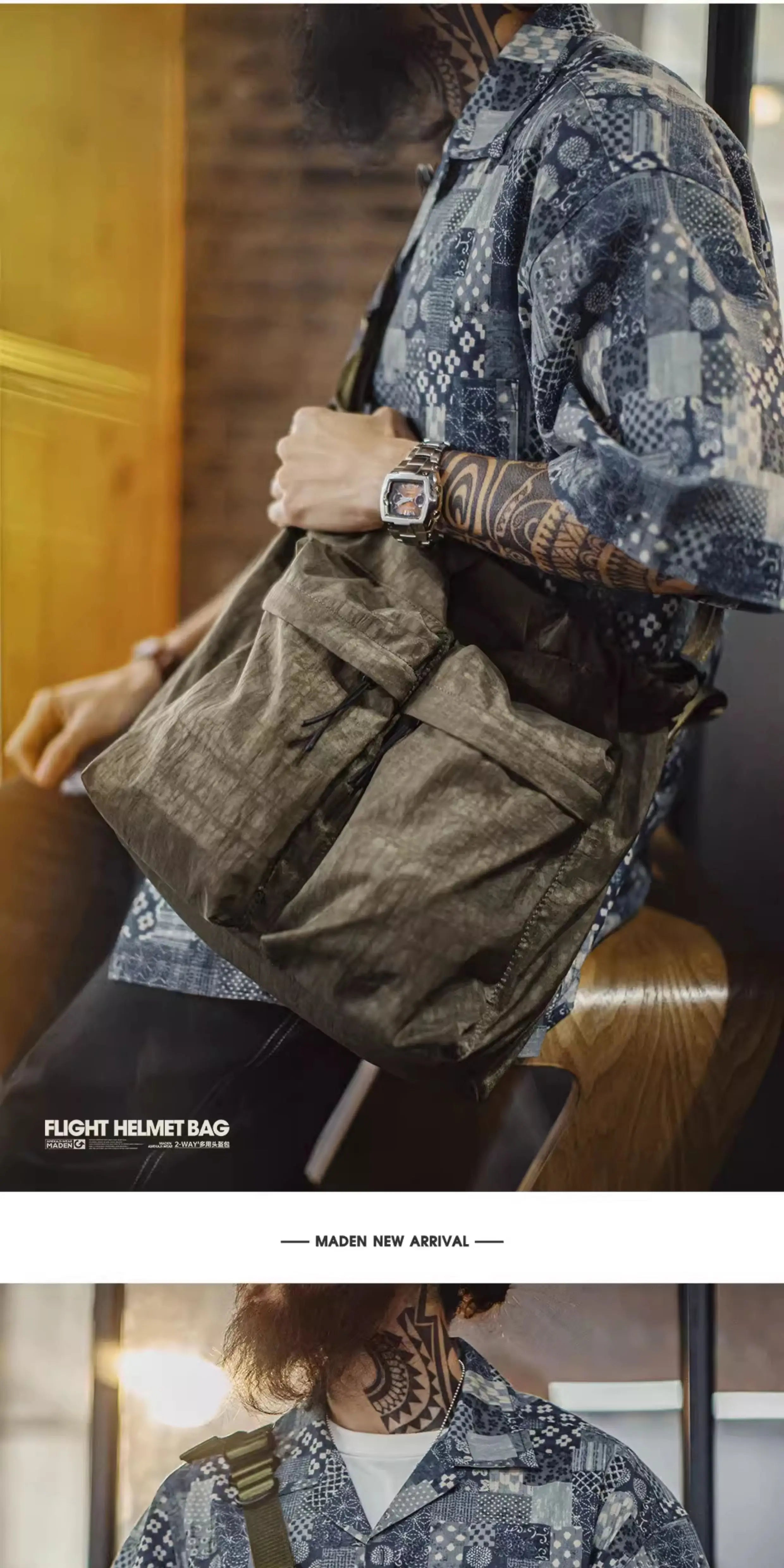 MADEN Retro Camouflage Large Capacity Messenger Bag