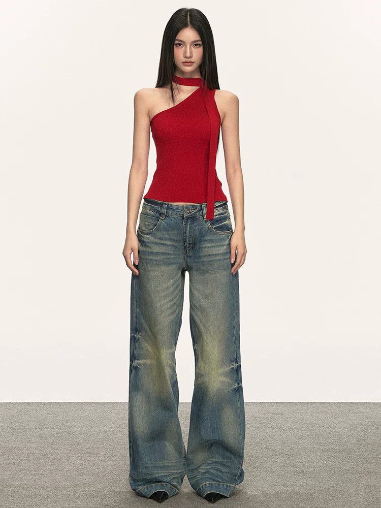 Anna Aneae High Waist Straight Wide Leg Jeans