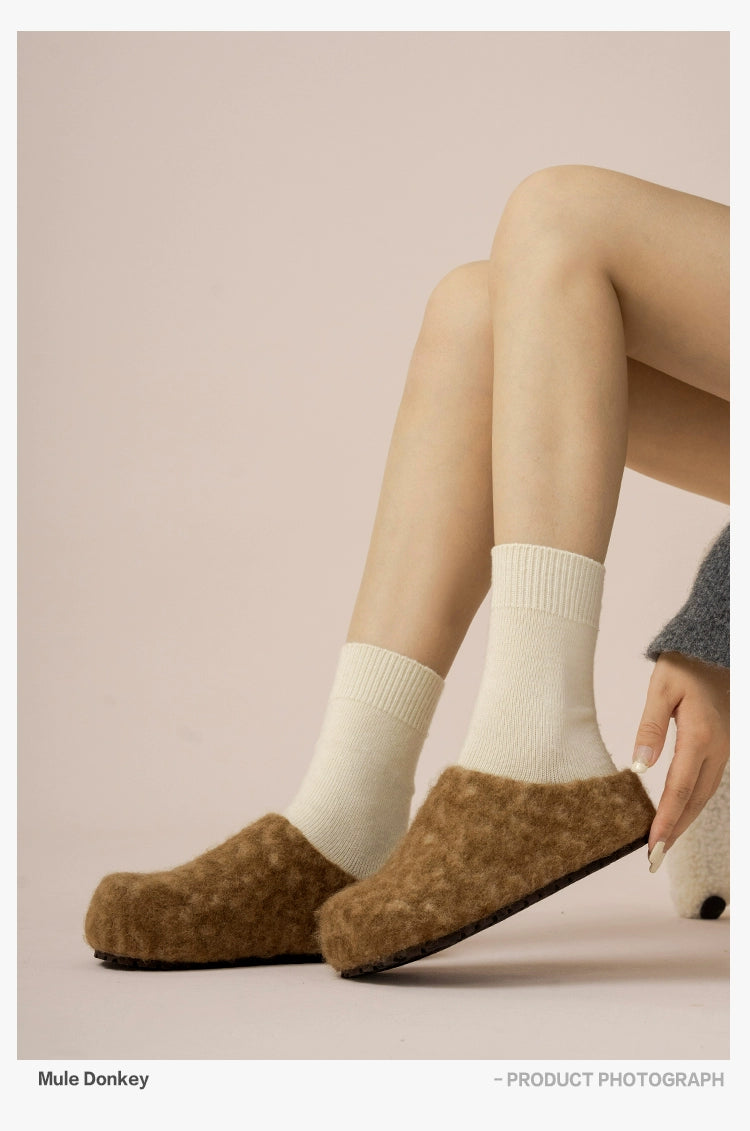 Donkey Commuter Fleece One-pedal Retro Bag Head Slippers