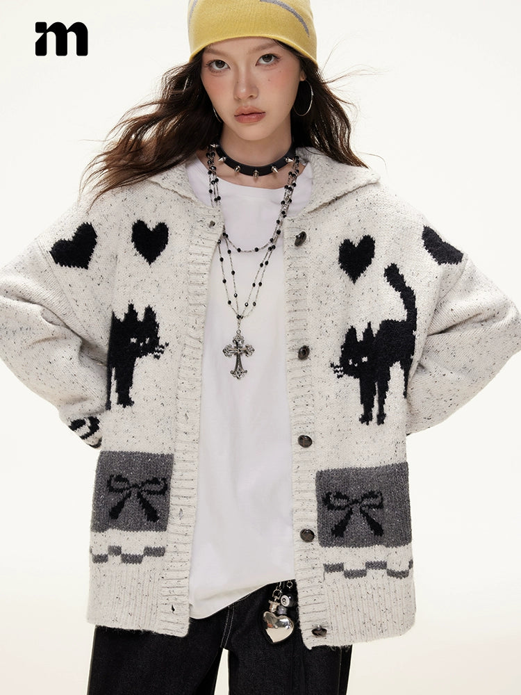 Imone Contrasting Jacquard Soft Waxy Knitted Cardigan