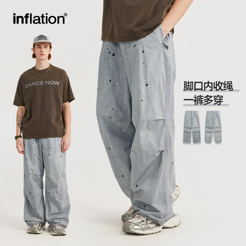 INF Washing and splashing ink parachute pants