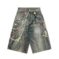 MMBBT Graffiti Print Washed Cropped Jeans