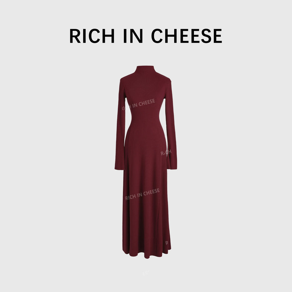 RICH IN CHEESE Knitted Waist Slim Dress