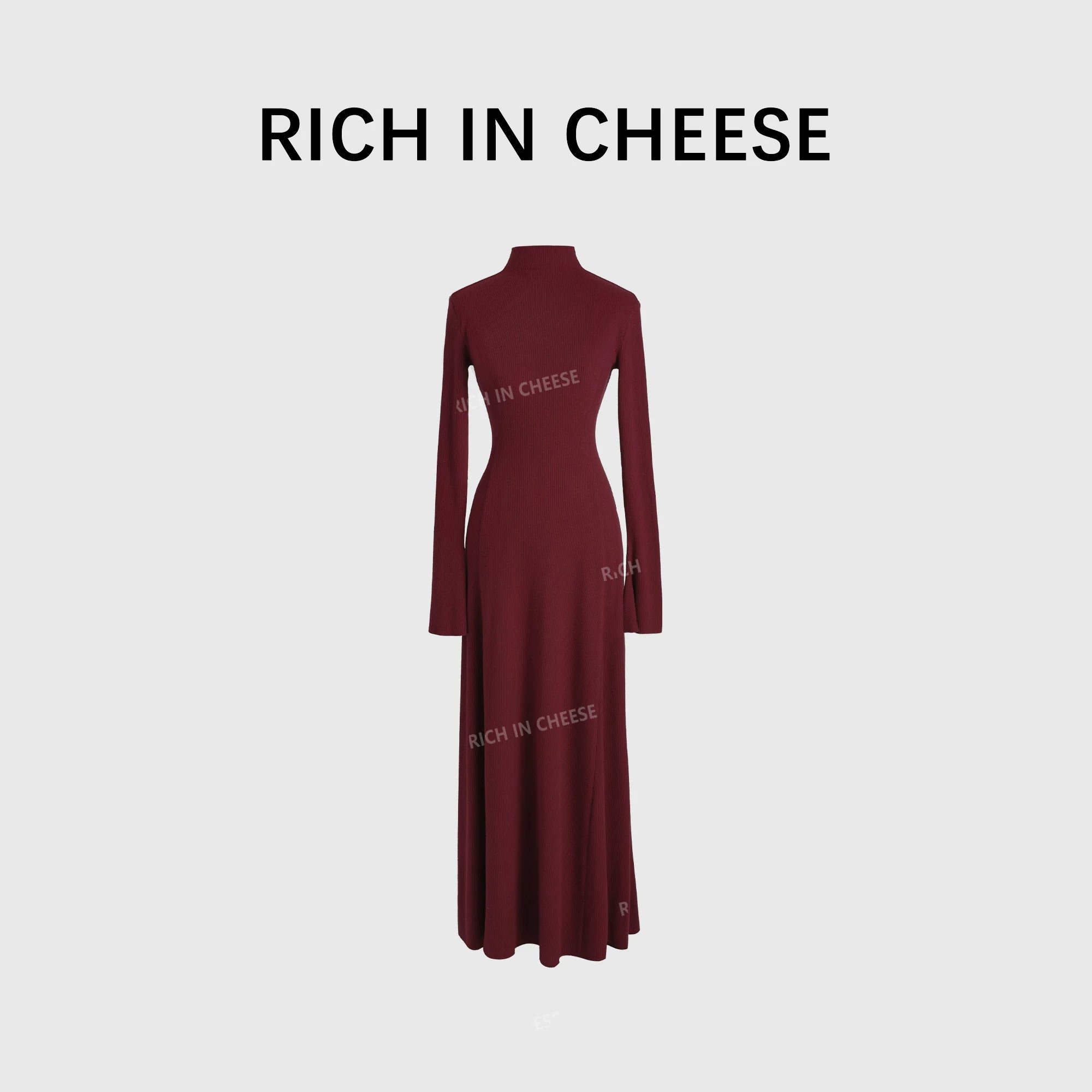RICH IN CHEESE Knitted Waist Slim Dress