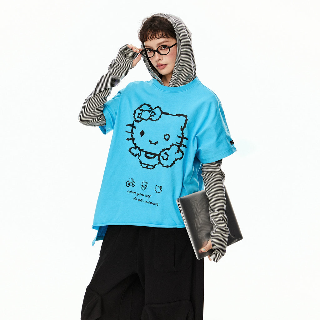 EZEK Cat Print Irregular Loose Tee