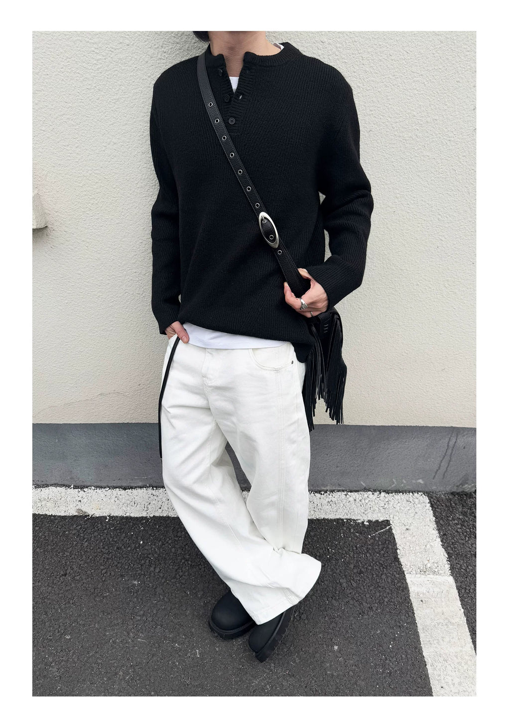 TERRAINCOGNITA Fringed Pearl Crossbody Shoulder Bag