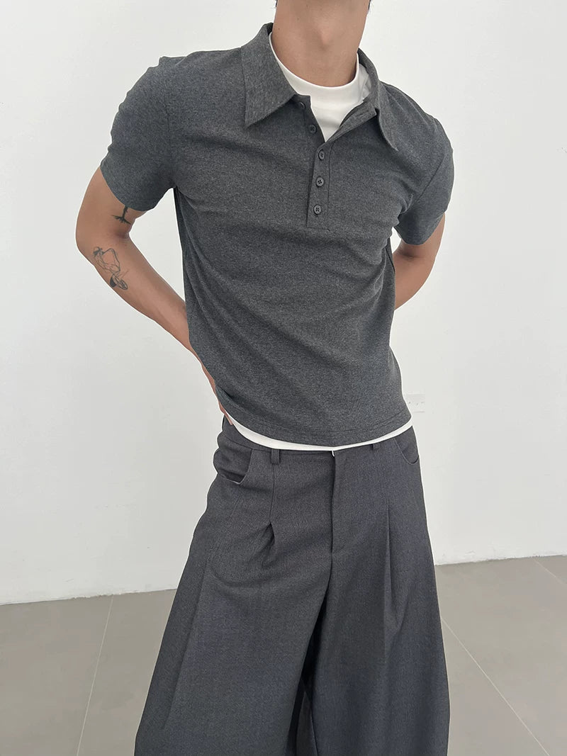 COLN Lapel Slim Casual Tee