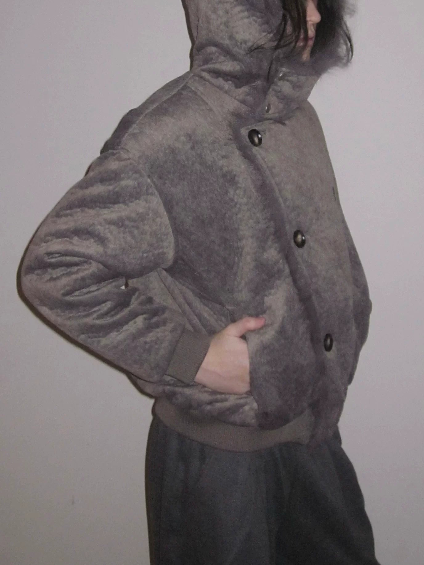 URRRGE Water Ripple Texture Seat Mountain Carving Fleece Jacket