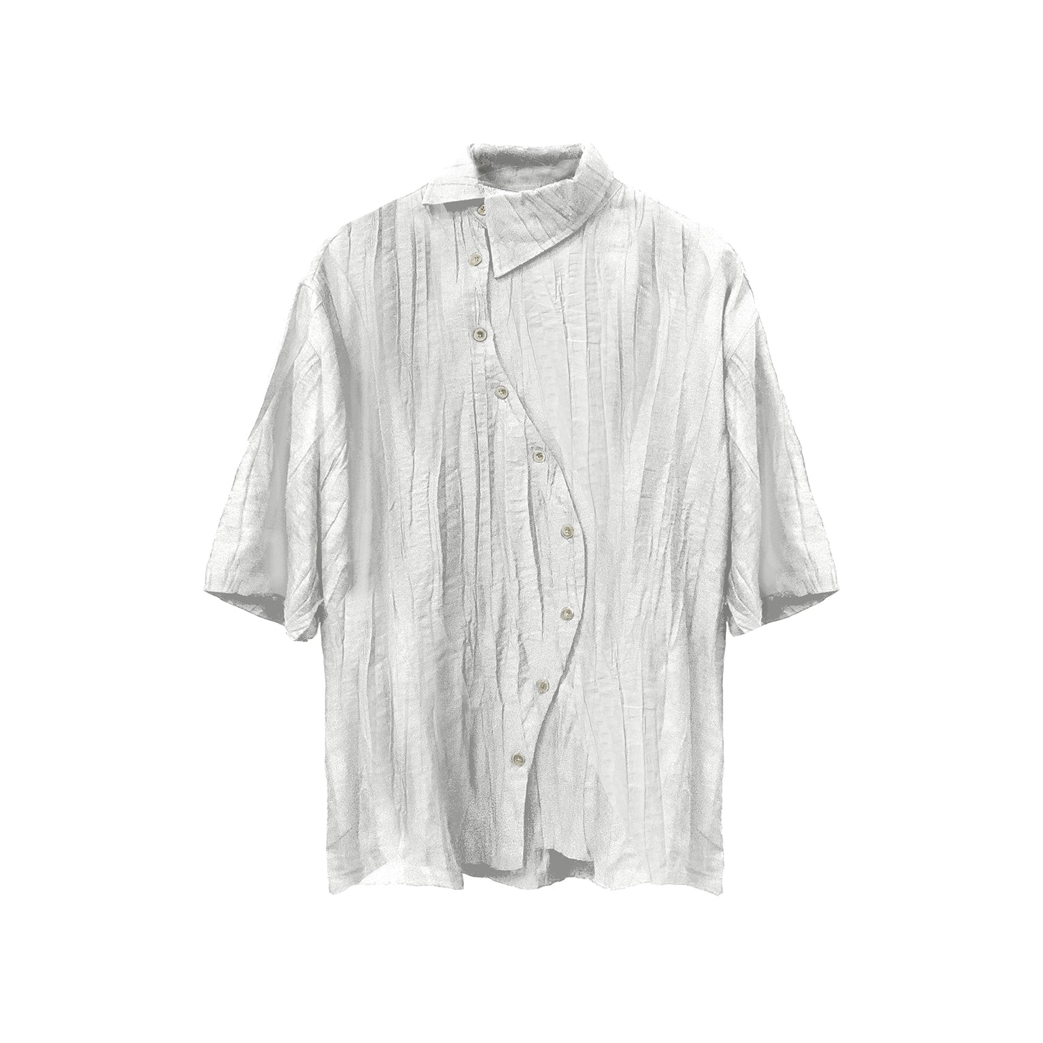 WANNA LAB Curve Placket Asymmetric Tailoring Tee
