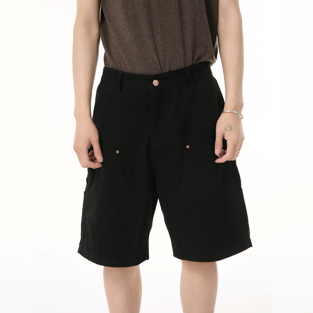 MTLCLOTHES Multi-pocket Workwear Casual Five-point Jeans