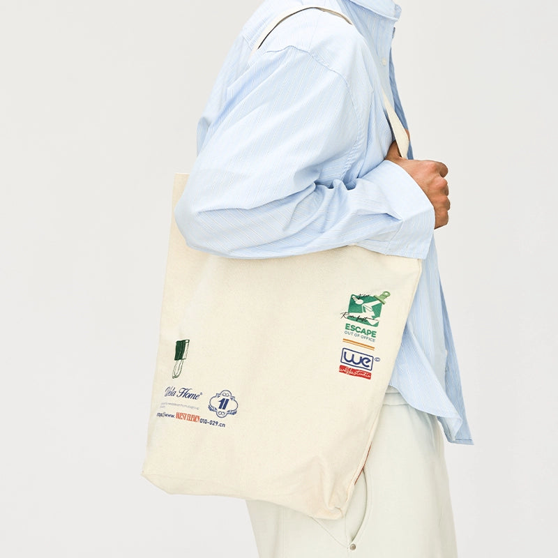 WESTELEVEN Simple and Versatile Double-sided Shoulder Bag Portable Tote Bag