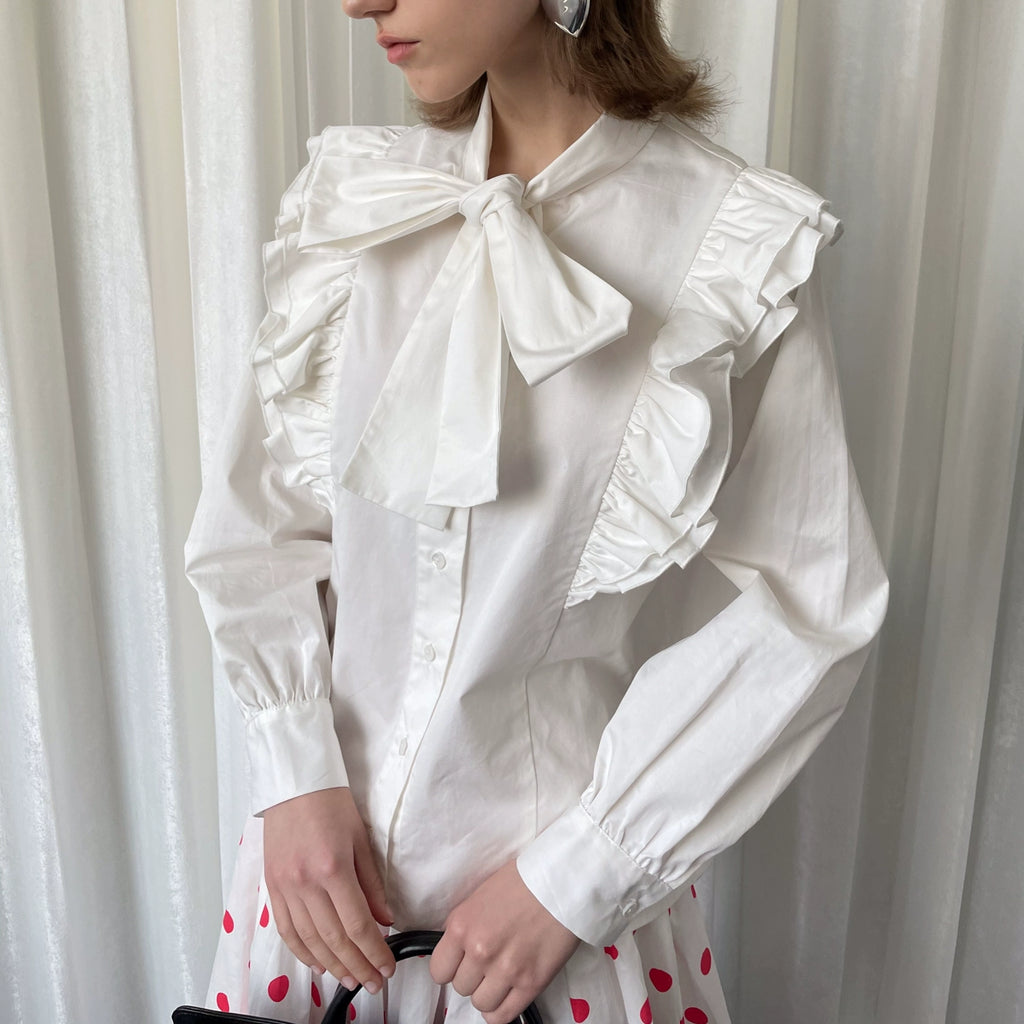 Loosesmell Irregular Bow Tie-Up Shirt