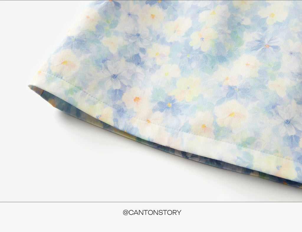 Cantonstory High Waist Floral Skirt