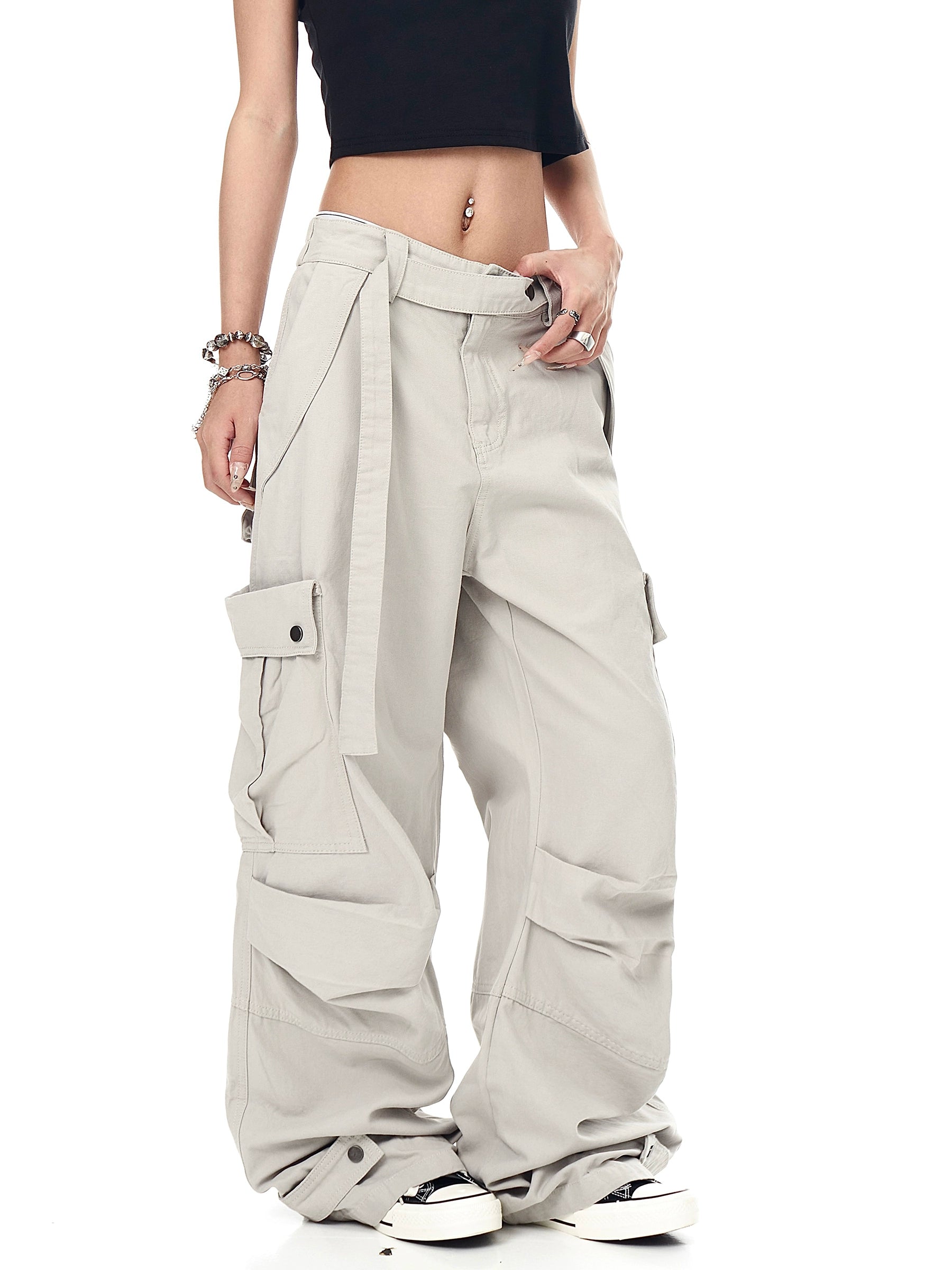 BLACKLISTS Vintage Pleated Multi-pocket Cargo Pants
