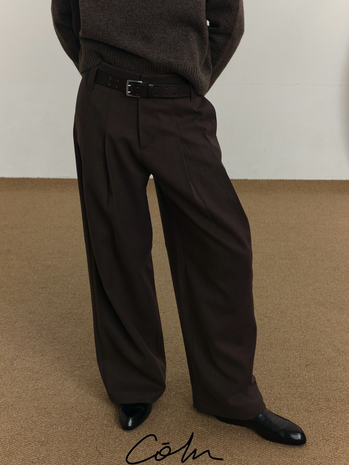 COLN Pleated Casual Woolen Trousers