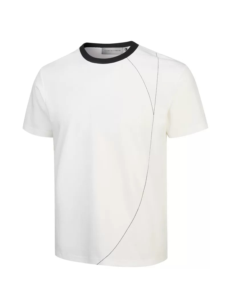 EME Contrasting Lines Casual Front Shoulder Tee