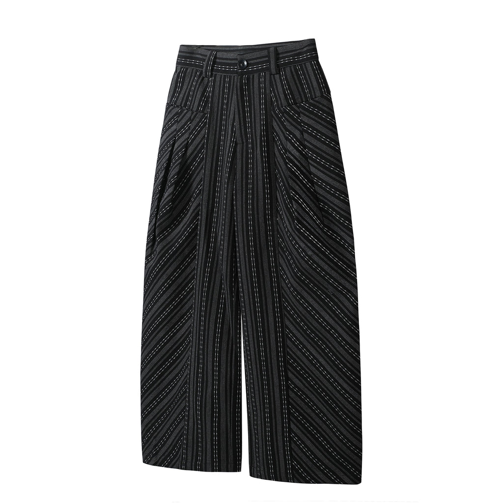 TZ Killer Versatile Loose Striped Pleated Trousers