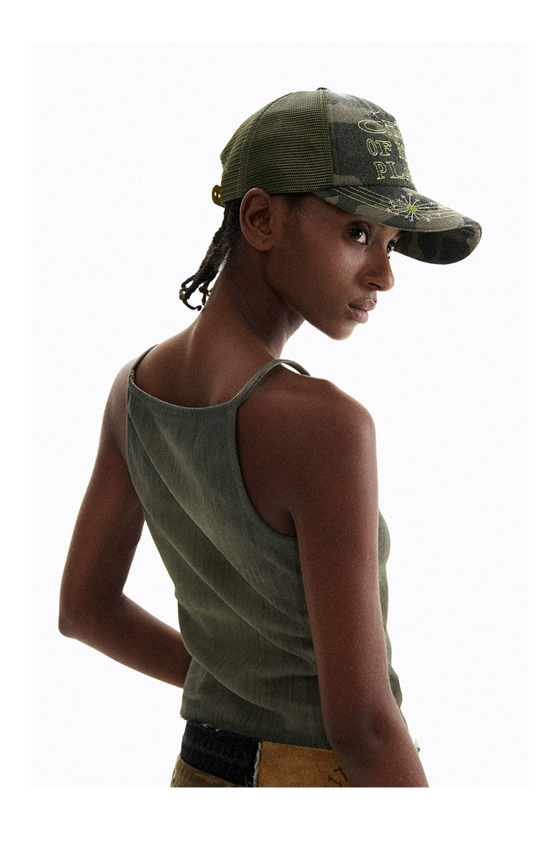 CONP 24SS "Scattered Dandelions" Hand Thread Embroidery Camouflage Truck Cap