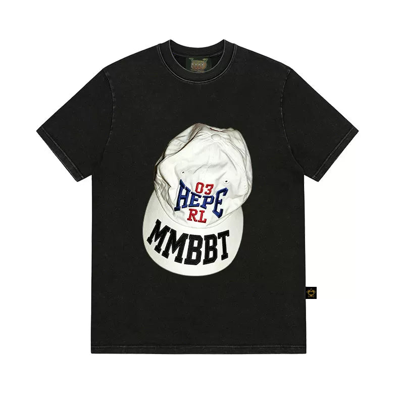 MMBBT Fun Baseball Cap Print Crew Neck Tee