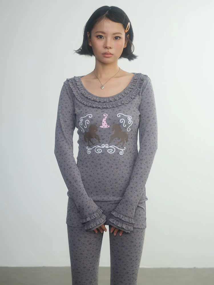 In Two Twos Pony Lace Floral Base Long Sleeve