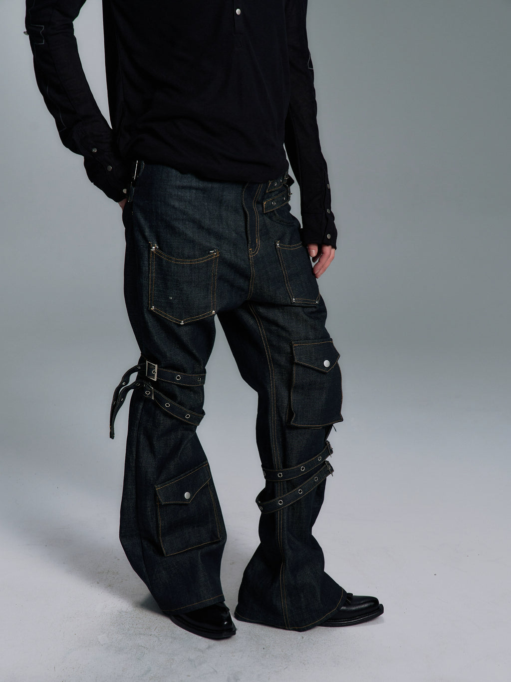 PAIKI Strap Straight Versatile Jeans