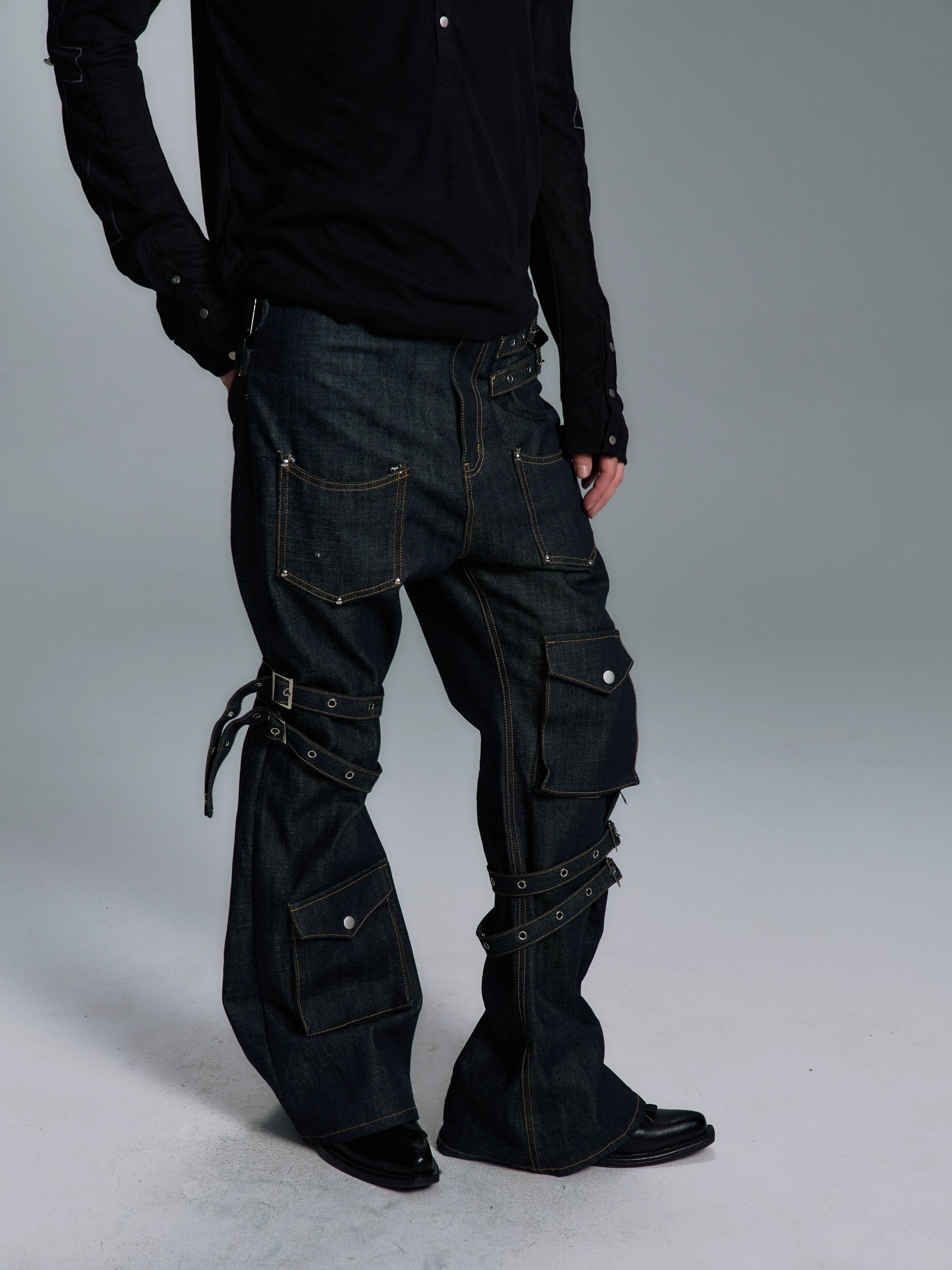 PAIKI Strap Straight Versatile Jeans