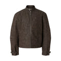 YADcrew Washed Mottled Aircraft Buckle Scimitar Locomotive Leather Jacket