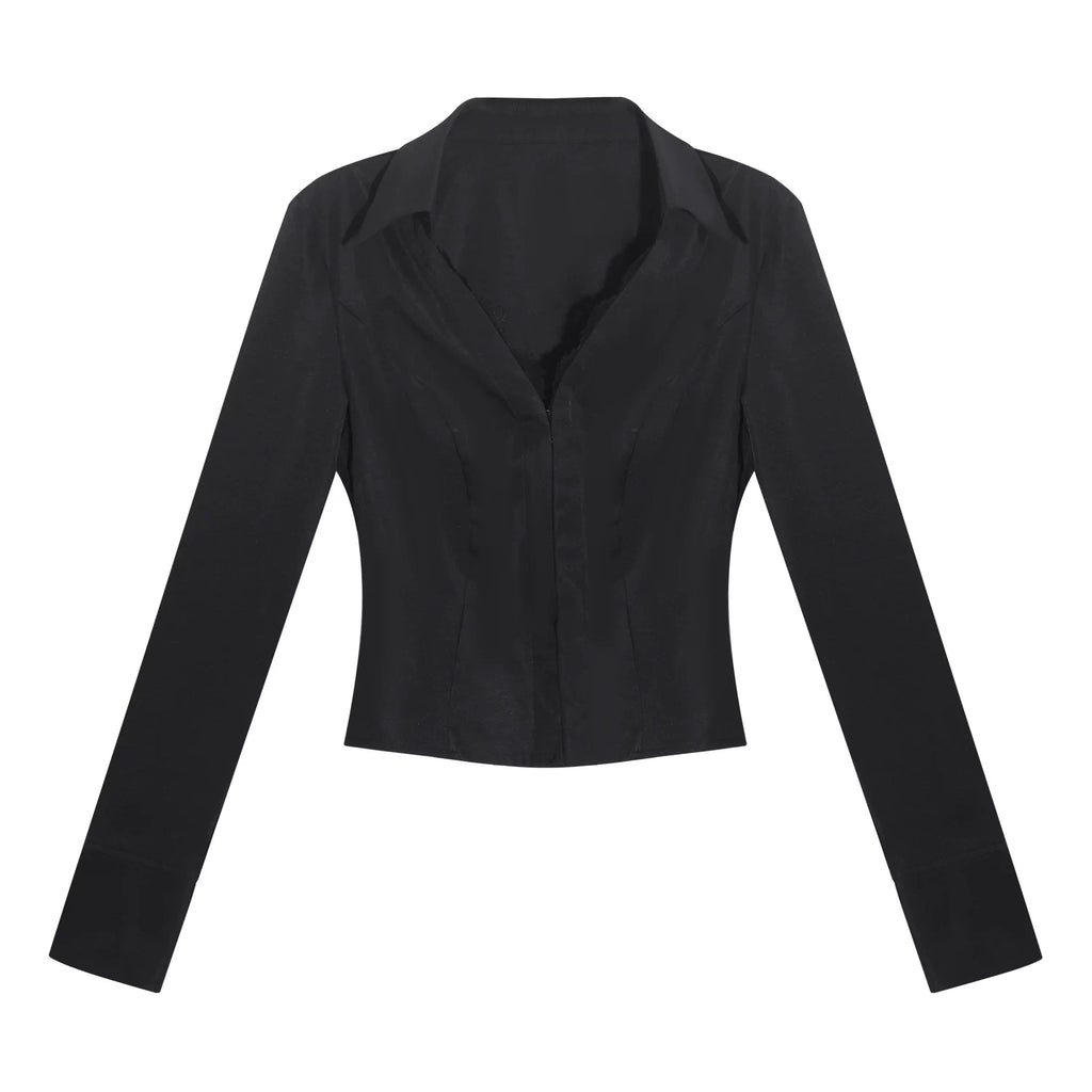 LLROGE Temperament Long-sleeved Shirt Skirt Two-piece Set