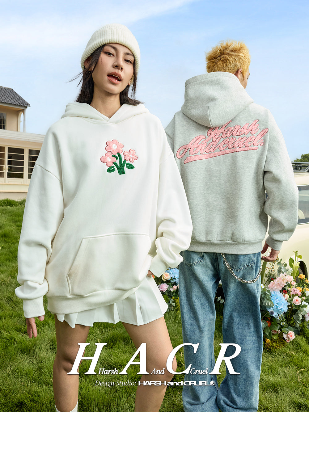 Harsh and cruel plush flower handwritten Hoodie