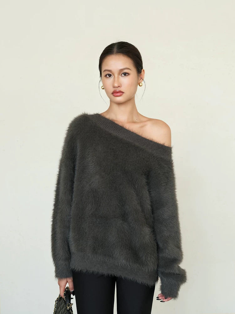 Osph One-word Shoulder Lazy Loose Sweater