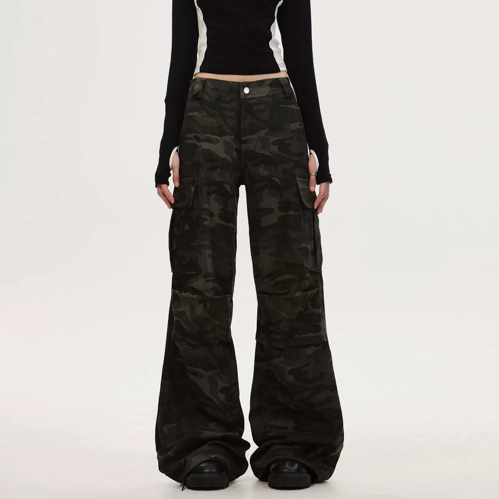 0123Start Straight Tube Micro-pull Camouflage Overalls