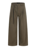 11KN Personalized Belt Pleated and Drape Wide-leg Pants