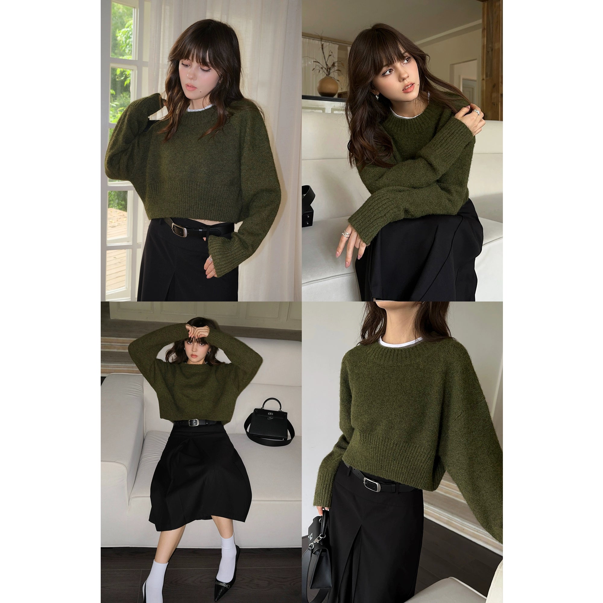 NEVA HU Short Versatile Pullover Knitted Sweater
