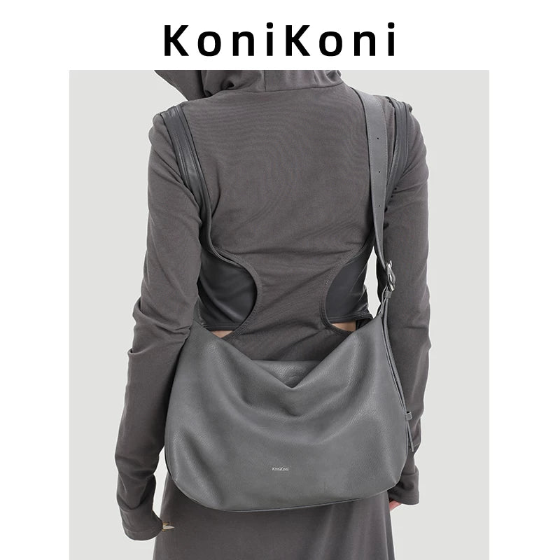 KoniKoni Leather Large Capacity Messenger Bag