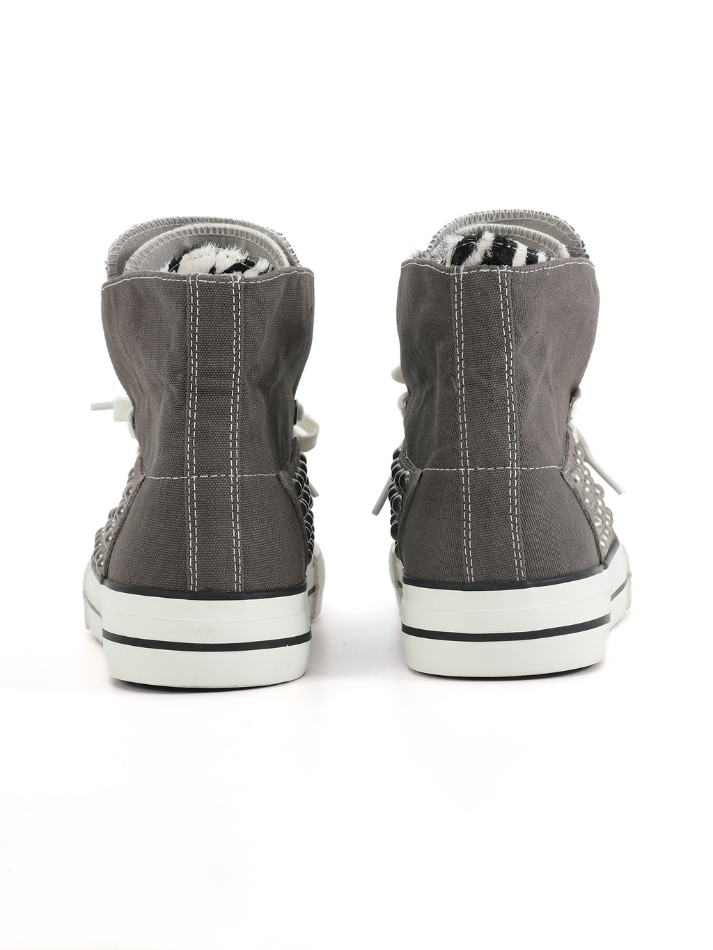 NumbAsia zebra pattern horsehair star print stitching canvas shoes