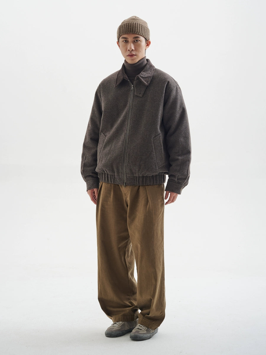 BUTTBILL Japanese Lyocell cotton washed double pleated commuter straight Pants