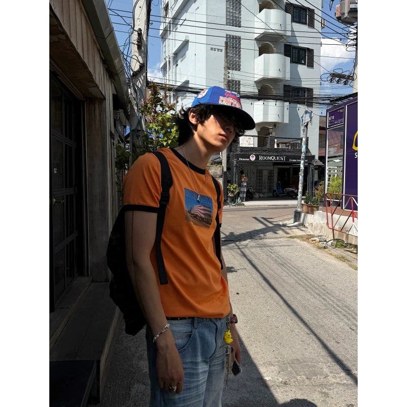 Mcmxciii Contrasting Color Slim Casual Tee