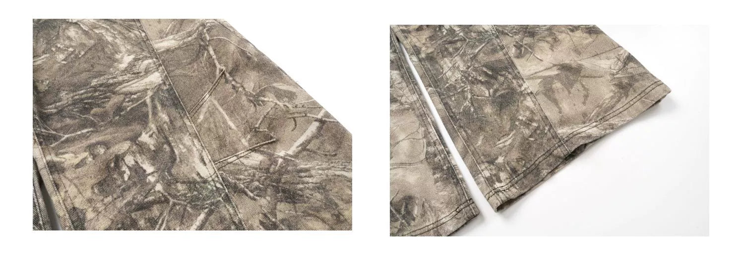 BLACKLISTS Vintage Alphabet Embroidered Twig Camouflage Jeans