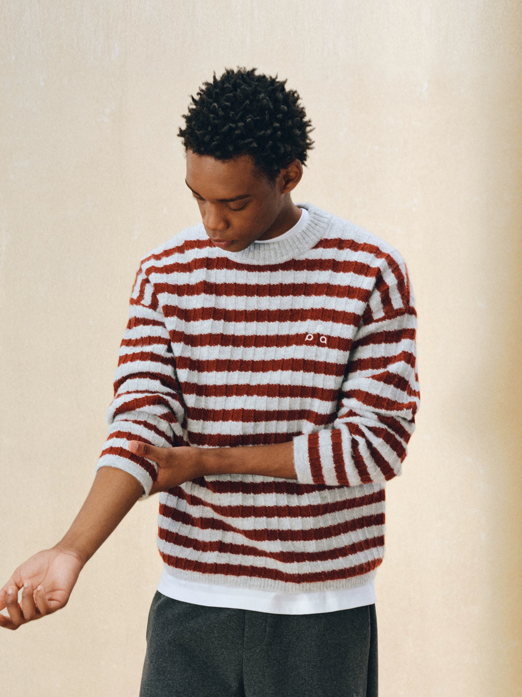 FPA Striped Crew Neck Contrasting Casual Knitted Sweater