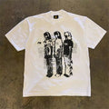 UPUPXIA Old Portrait Print Crew Neck Tee